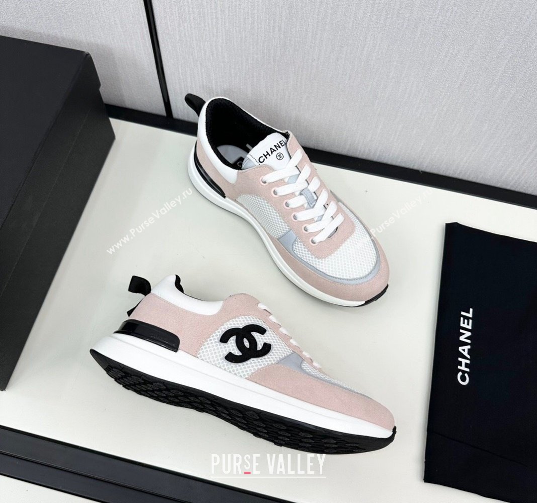 Chanel Mesh Suede Sneakers Light Pink 2024 072305 (KL-2407230046)