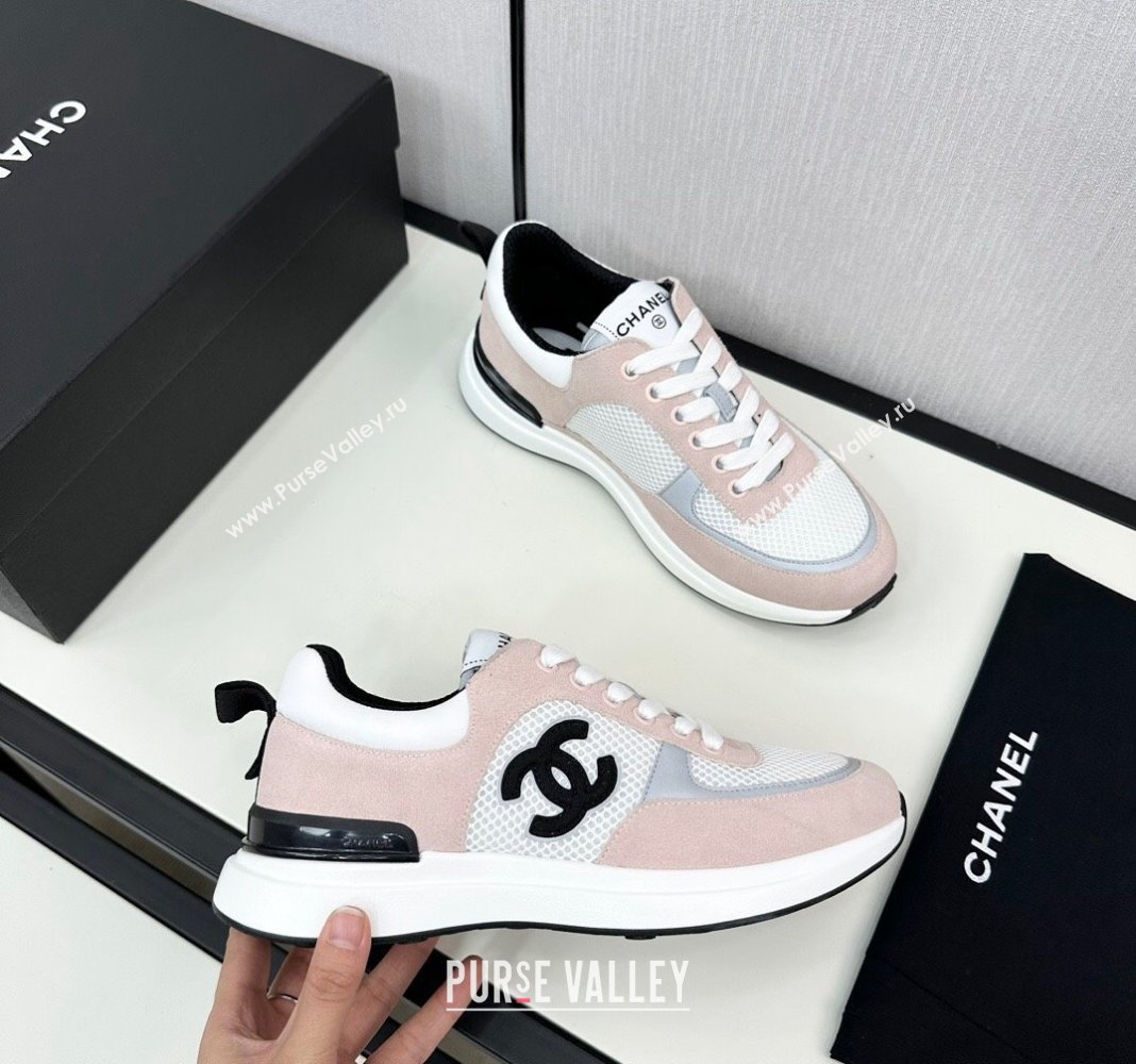 Chanel Mesh Suede Sneakers Light Pink 2024 072305 (KL-2407230046)