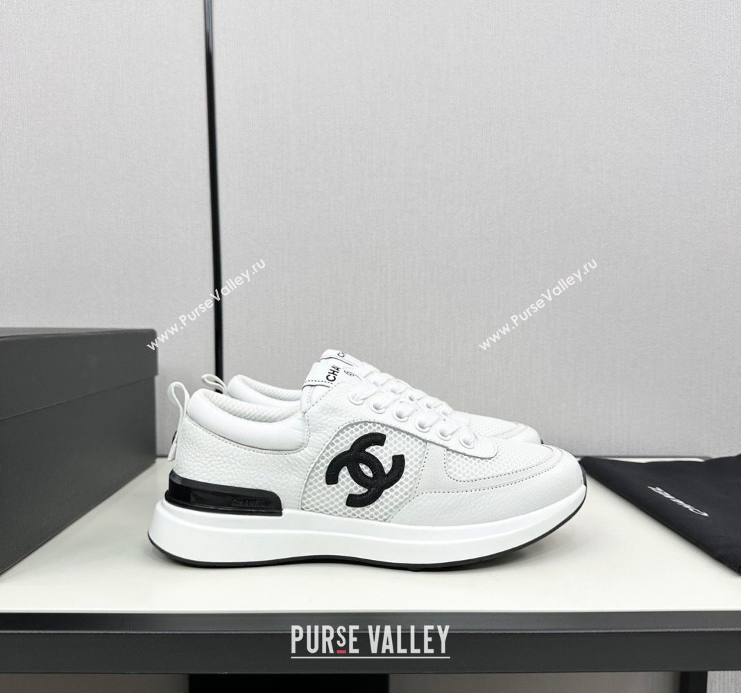 Chanel Mesh Grained Calfskin Sneakers White2 2024 072305 (KL-2407230047)