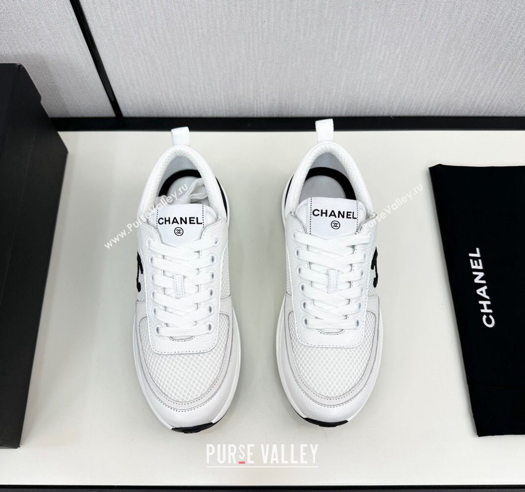 Chanel Mesh Grained Calfskin Sneakers White2 2024 072305 (KL-2407230047)