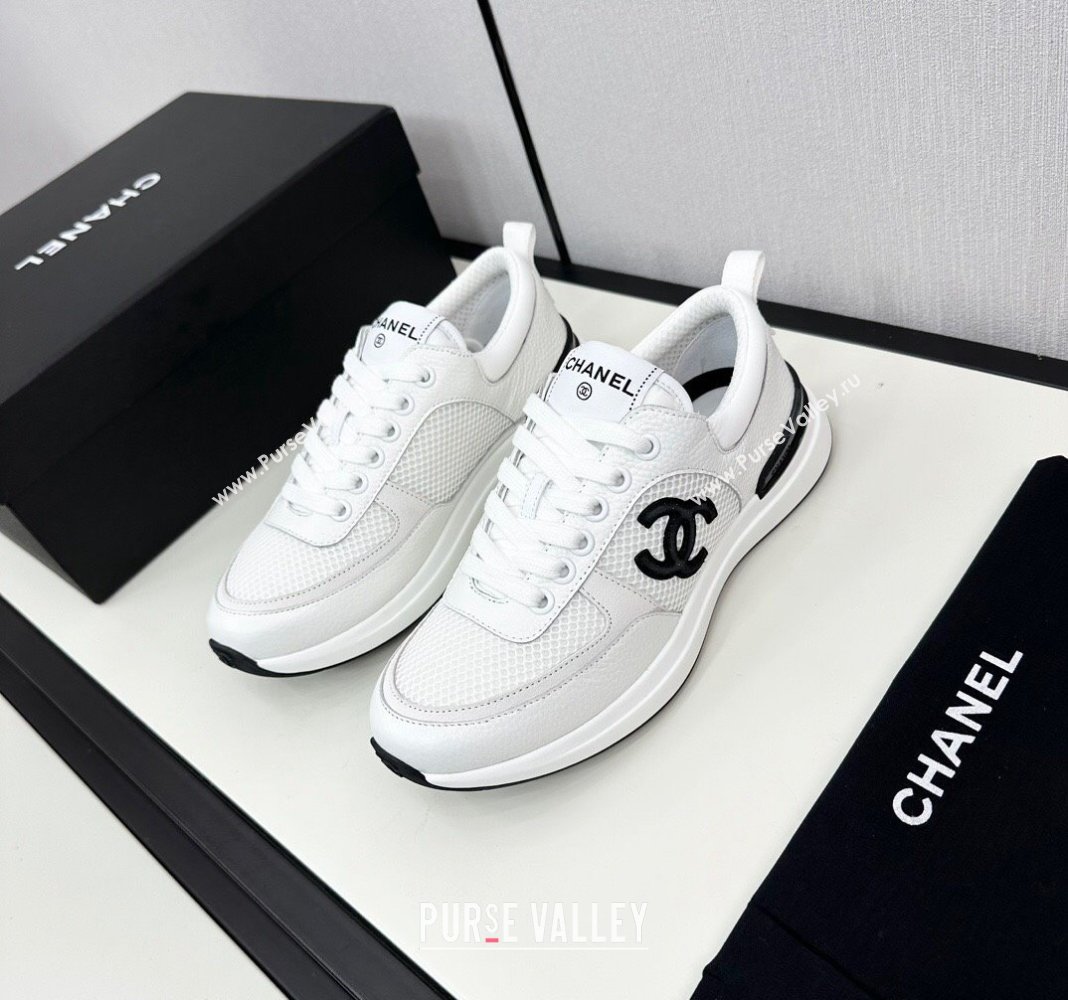 Chanel Mesh Grained Calfskin Sneakers White2 2024 072305 (KL-2407230047)