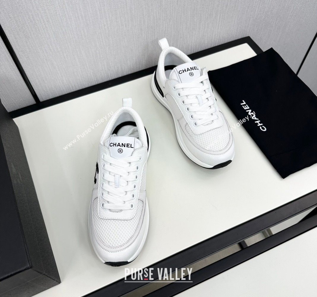 Chanel Mesh Grained Calfskin Sneakers White2 2024 072305 (KL-2407230047)