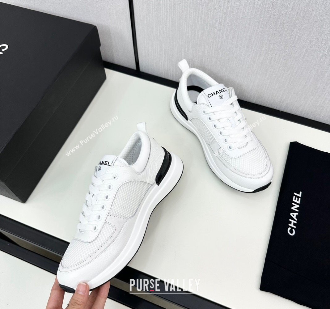 Chanel Mesh Grained Calfskin Sneakers White2 2024 072305 (KL-2407230047)