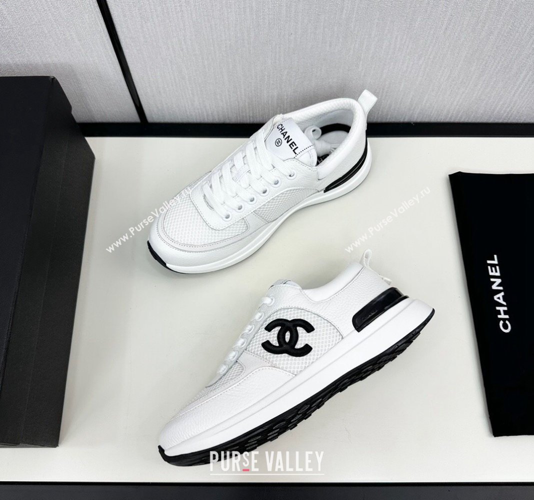 Chanel Mesh Grained Calfskin Sneakers White2 2024 072305 (KL-2407230047)