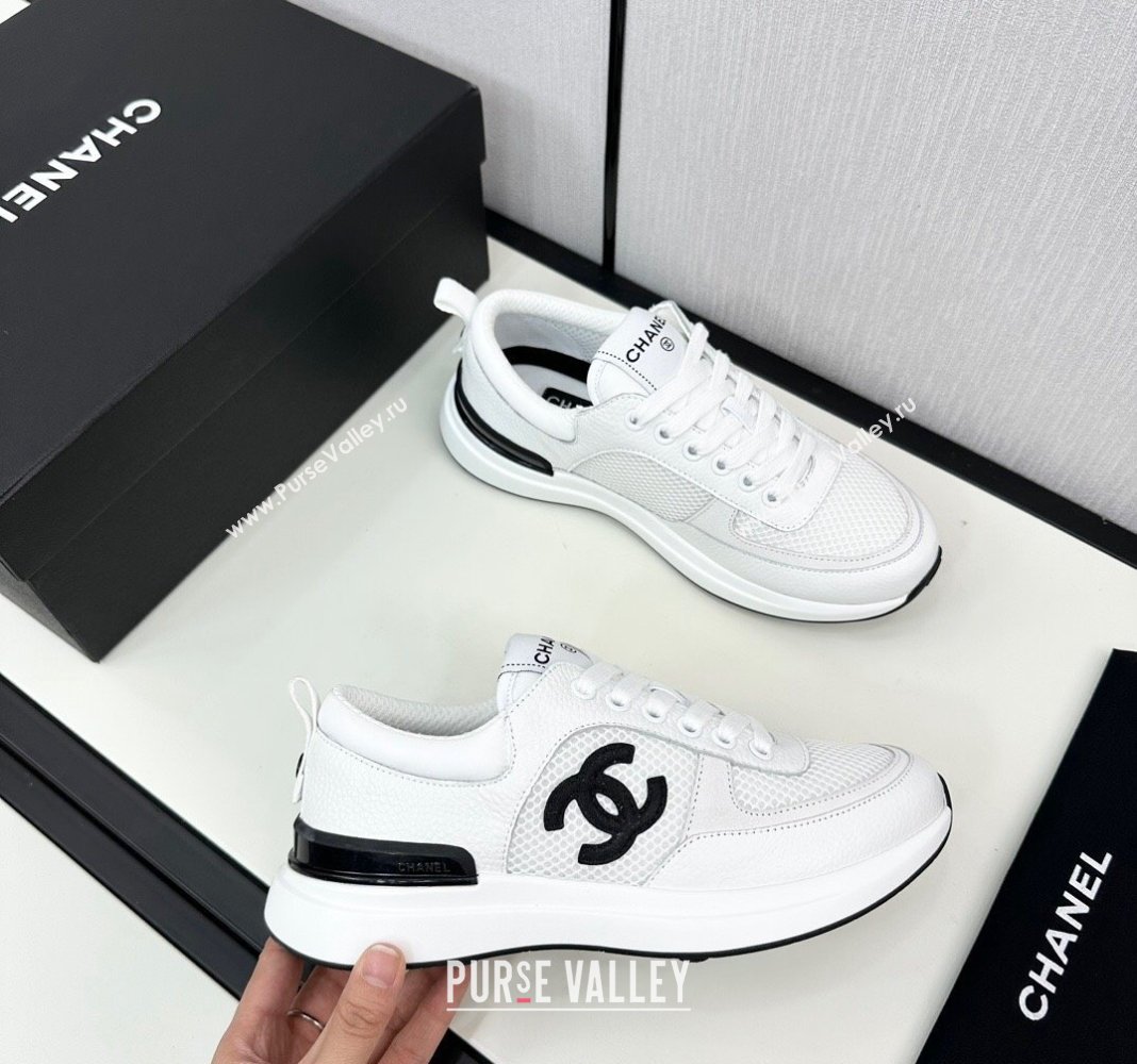 Chanel Mesh Grained Calfskin Sneakers White2 2024 072305 (KL-2407230047)