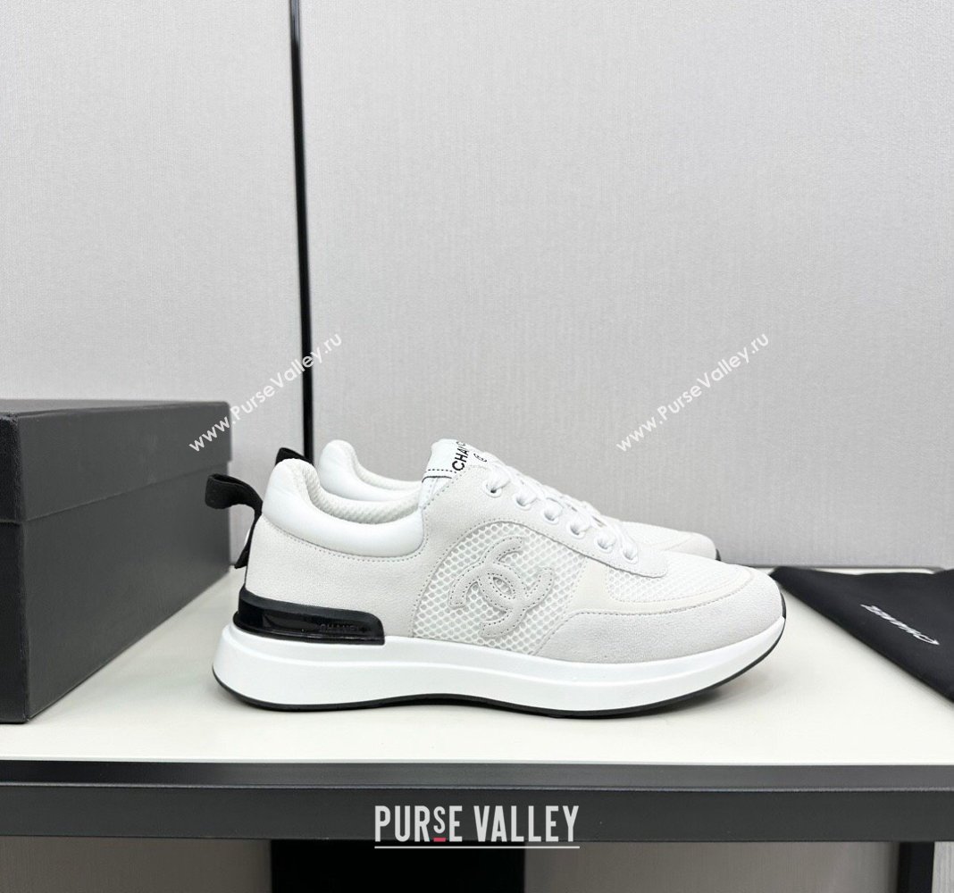 Chanel Mesh Suede Sneakers White2 2024 072305 (KL-2407230050)