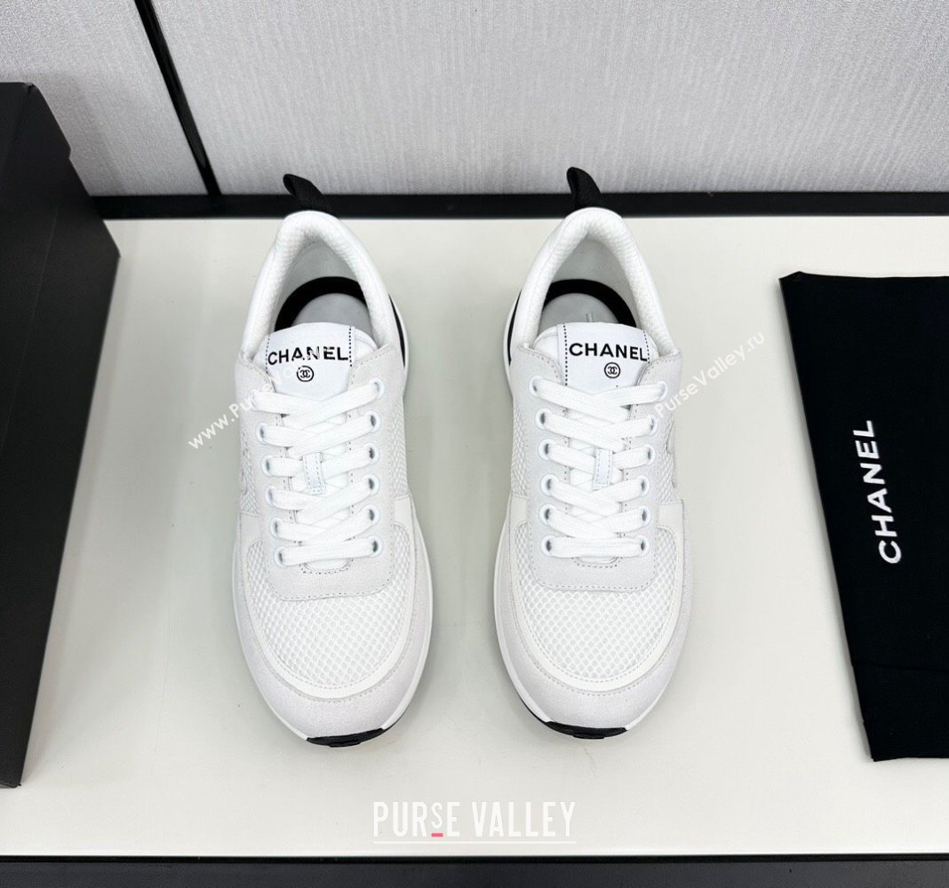 Chanel Mesh Suede Sneakers White2 2024 072305 (KL-2407230050)