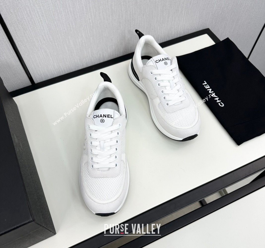 Chanel Mesh Suede Sneakers White2 2024 072305 (KL-2407230050)