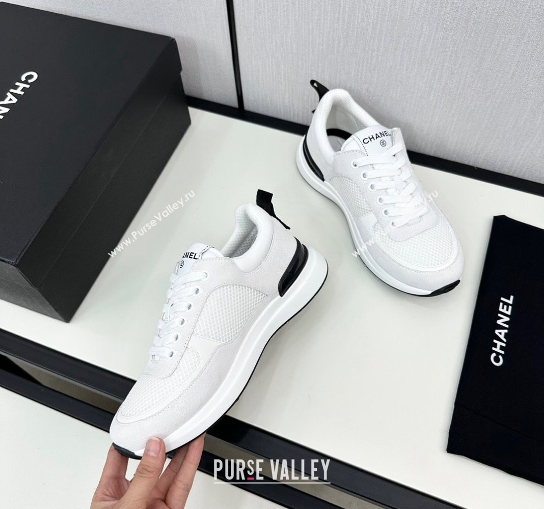 Chanel Mesh Suede Sneakers White2 2024 072305 (KL-2407230050)