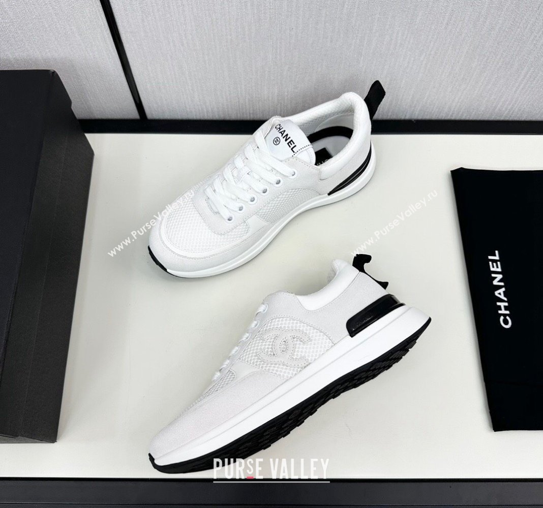 Chanel Mesh Suede Sneakers White2 2024 072305 (KL-2407230050)