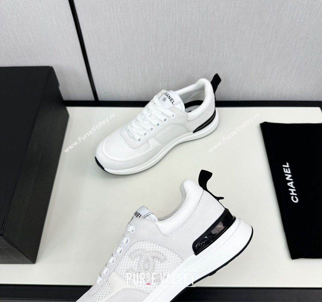 Chanel Mesh Suede Sneakers White2 2024 072305 (KL-2407230050)