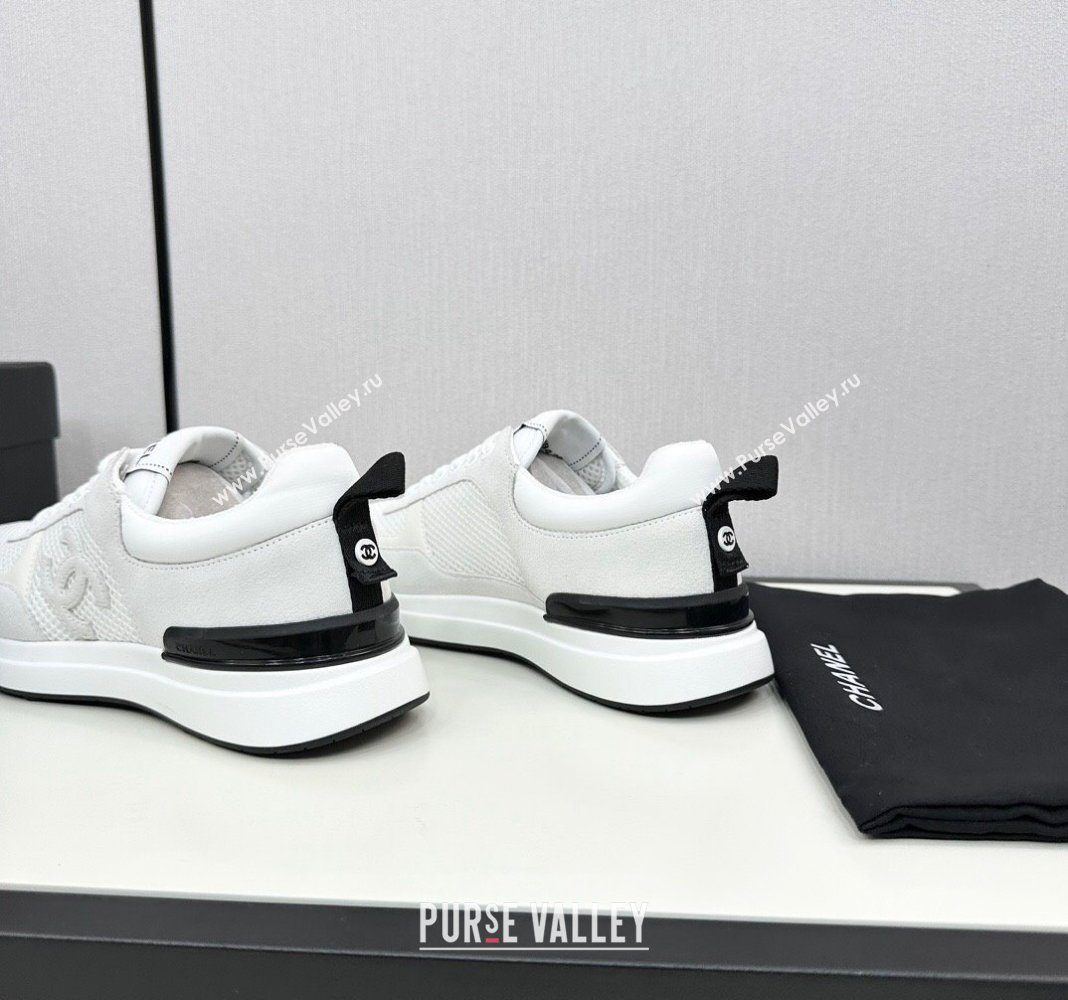 Chanel Mesh Suede Sneakers White2 2024 072305 (KL-2407230050)