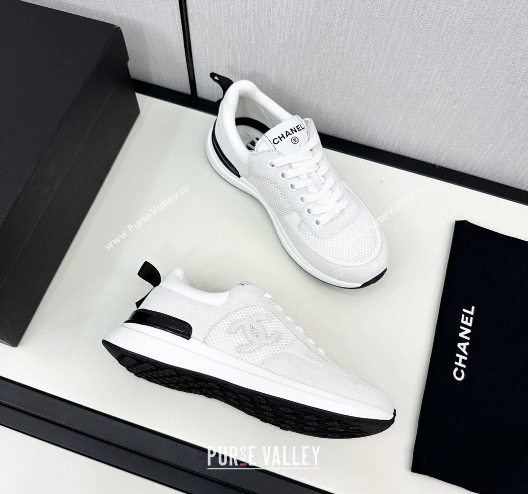 Chanel Mesh Suede Sneakers White2 2024 072305 (KL-2407230050)