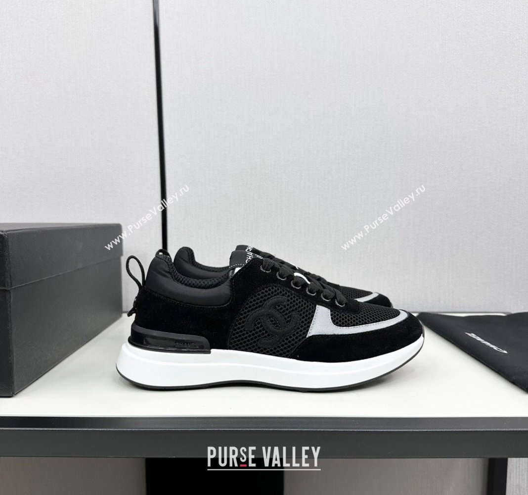 Chanel Mesh Suede Sneakers Black/White 2024 072305 (KL-2407230051)