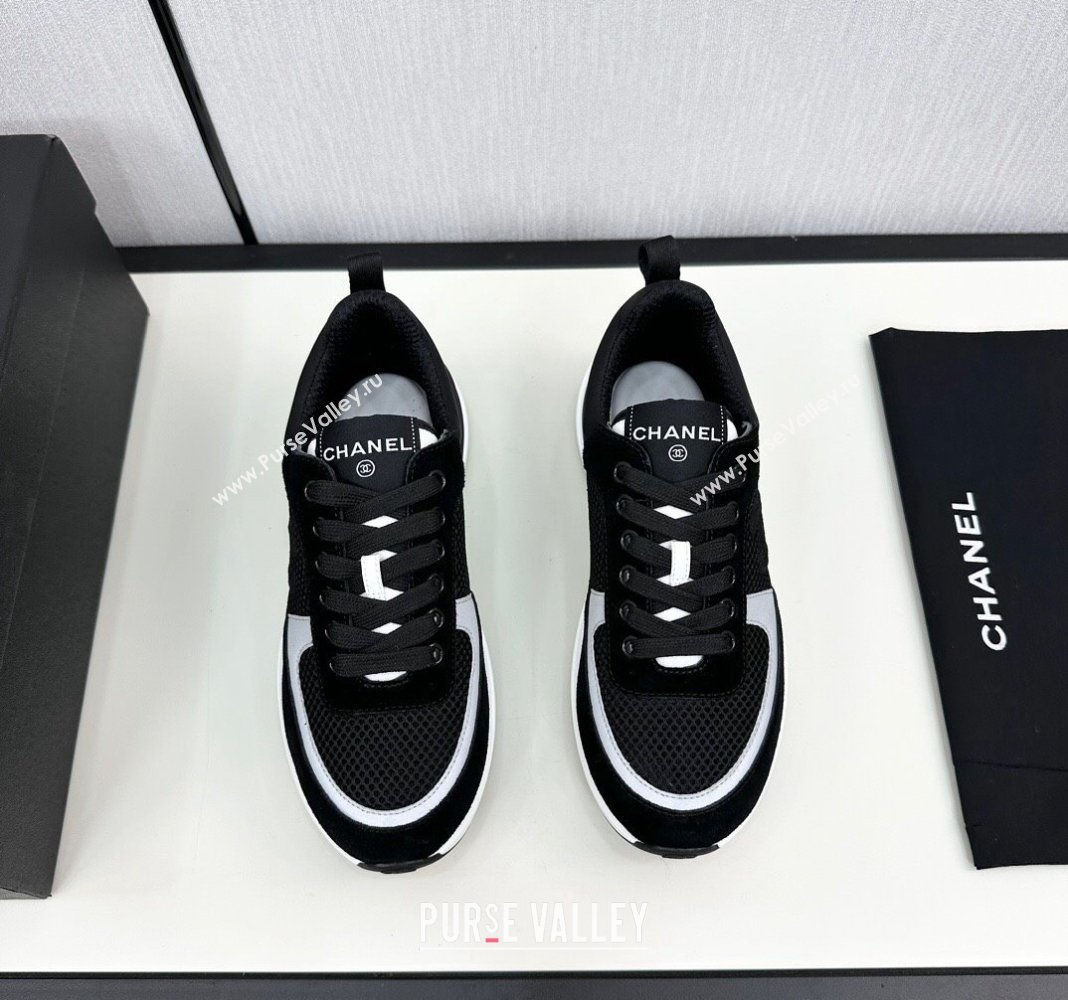 Chanel Mesh Suede Sneakers Black/White 2024 072305 (KL-2407230051)