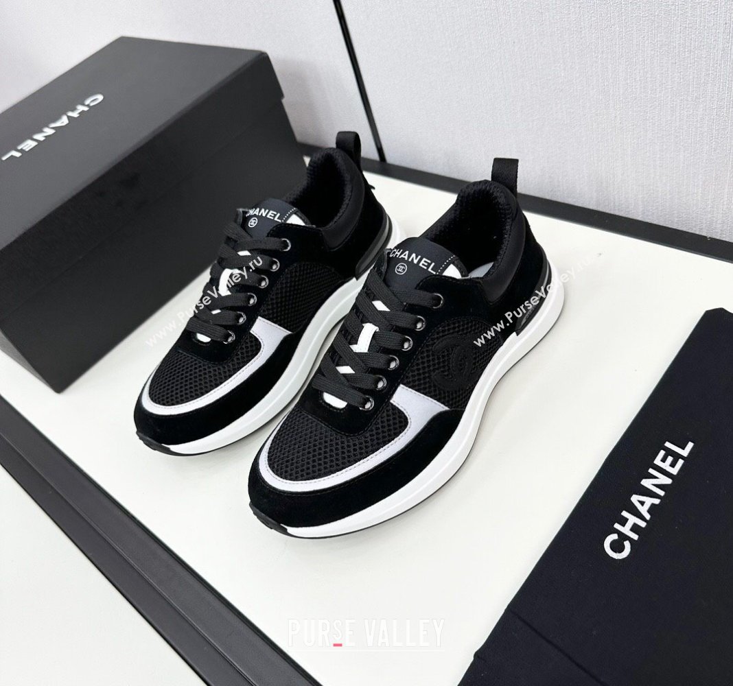 Chanel Mesh Suede Sneakers Black/White 2024 072305 (KL-2407230051)