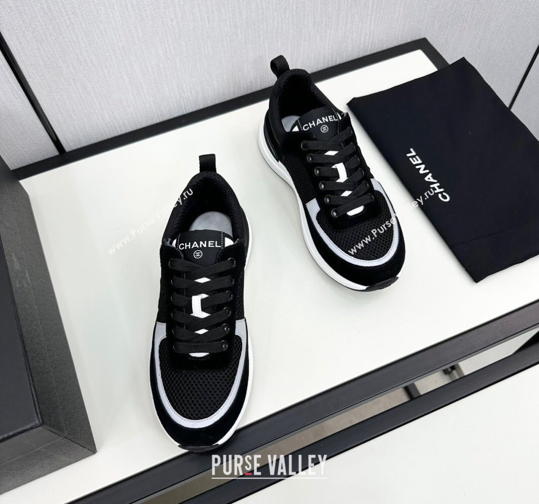 Chanel Mesh Suede Sneakers Black/White 2024 072305 (KL-2407230051)