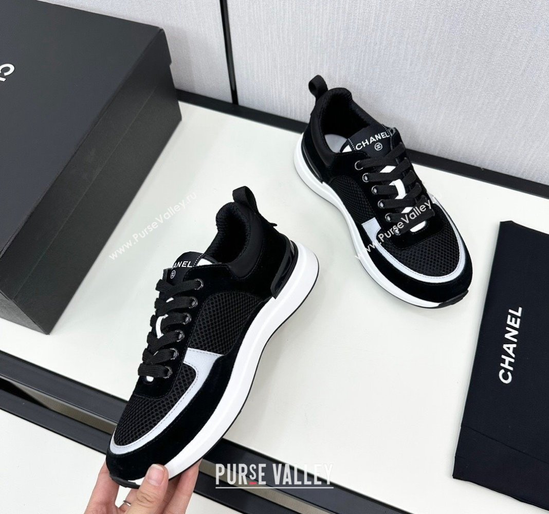 Chanel Mesh Suede Sneakers Black/White 2024 072305 (KL-2407230051)