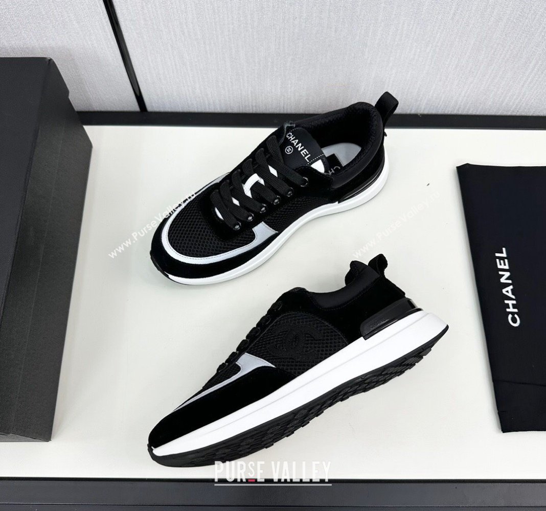 Chanel Mesh Suede Sneakers Black/White 2024 072305 (KL-2407230051)