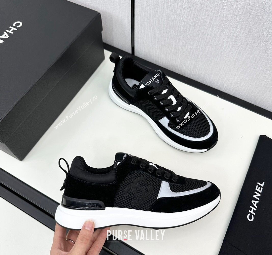 Chanel Mesh Suede Sneakers Black/White 2024 072305 (KL-2407230051)