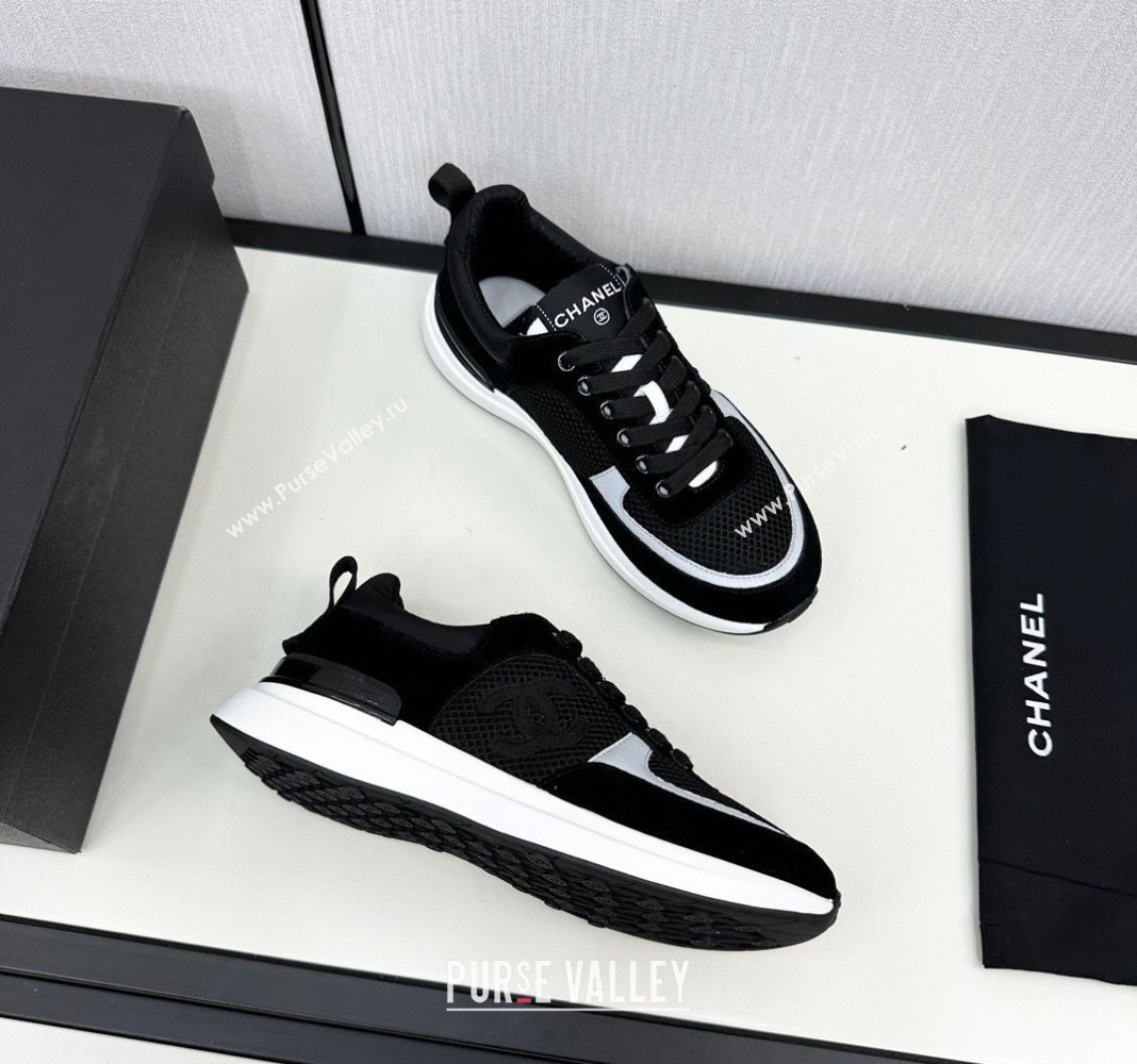 Chanel Mesh Suede Sneakers Black/White 2024 072305 (KL-2407230051)