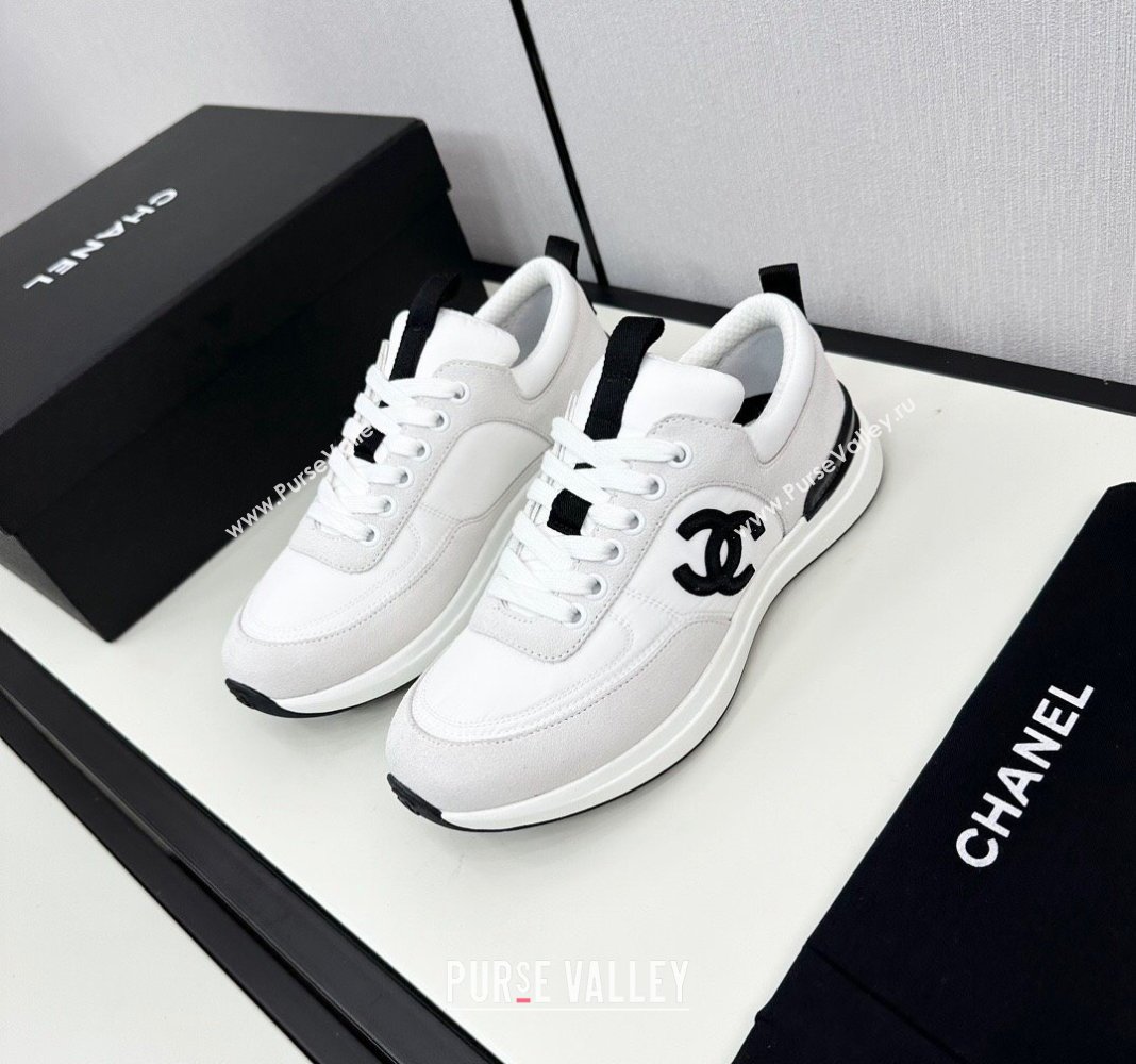 Chanel Fabric Suede Sneakers White 2 2024 072305 (KL-2407230052)