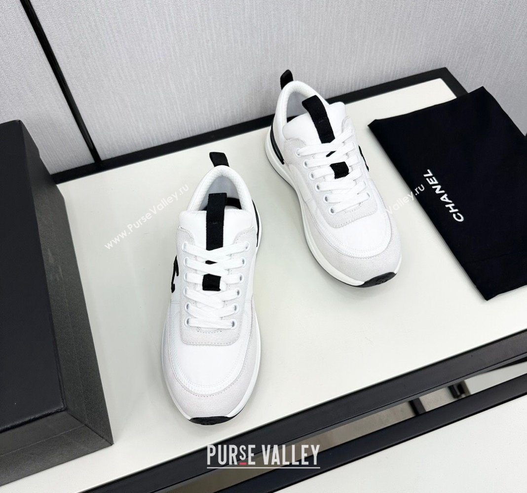 Chanel Fabric Suede Sneakers White 2 2024 072305 (KL-2407230052)