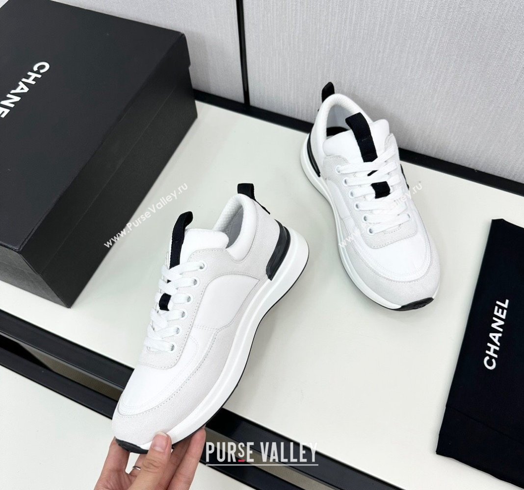 Chanel Fabric Suede Sneakers White 2 2024 072305 (KL-2407230052)