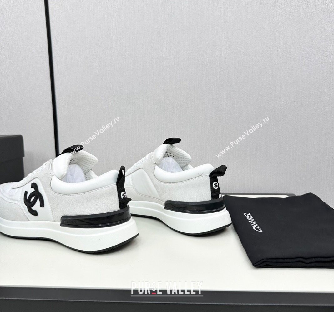 Chanel Fabric Suede Sneakers White 2 2024 072305 (KL-2407230052)