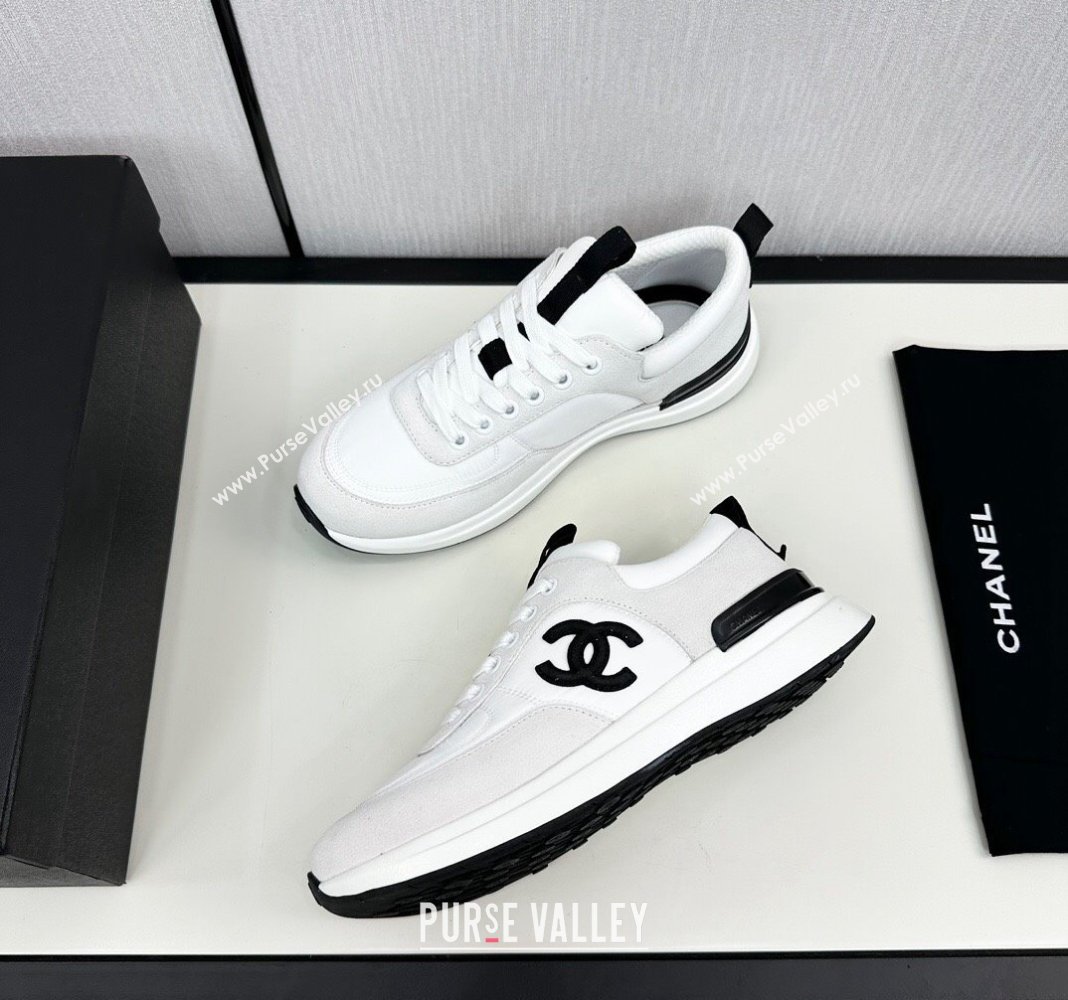 Chanel Fabric Suede Sneakers White 2 2024 072305 (KL-2407230052)