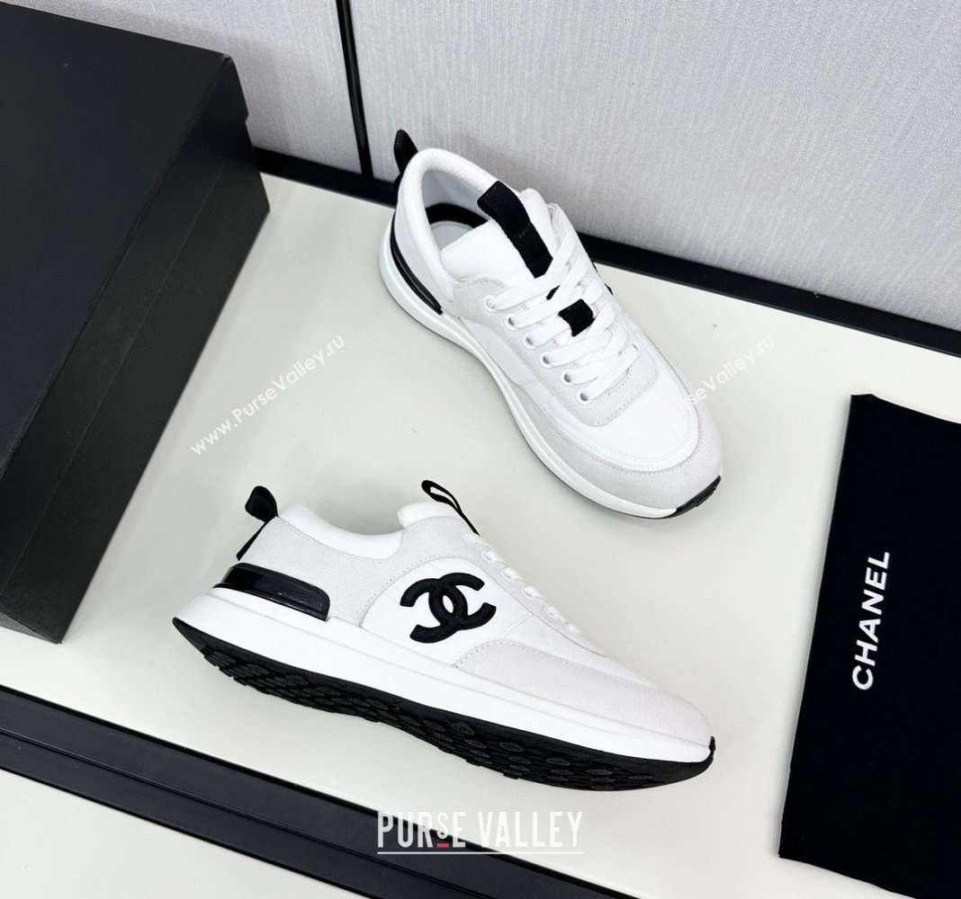 Chanel Fabric Suede Sneakers White 2 2024 072305 (KL-2407230052)