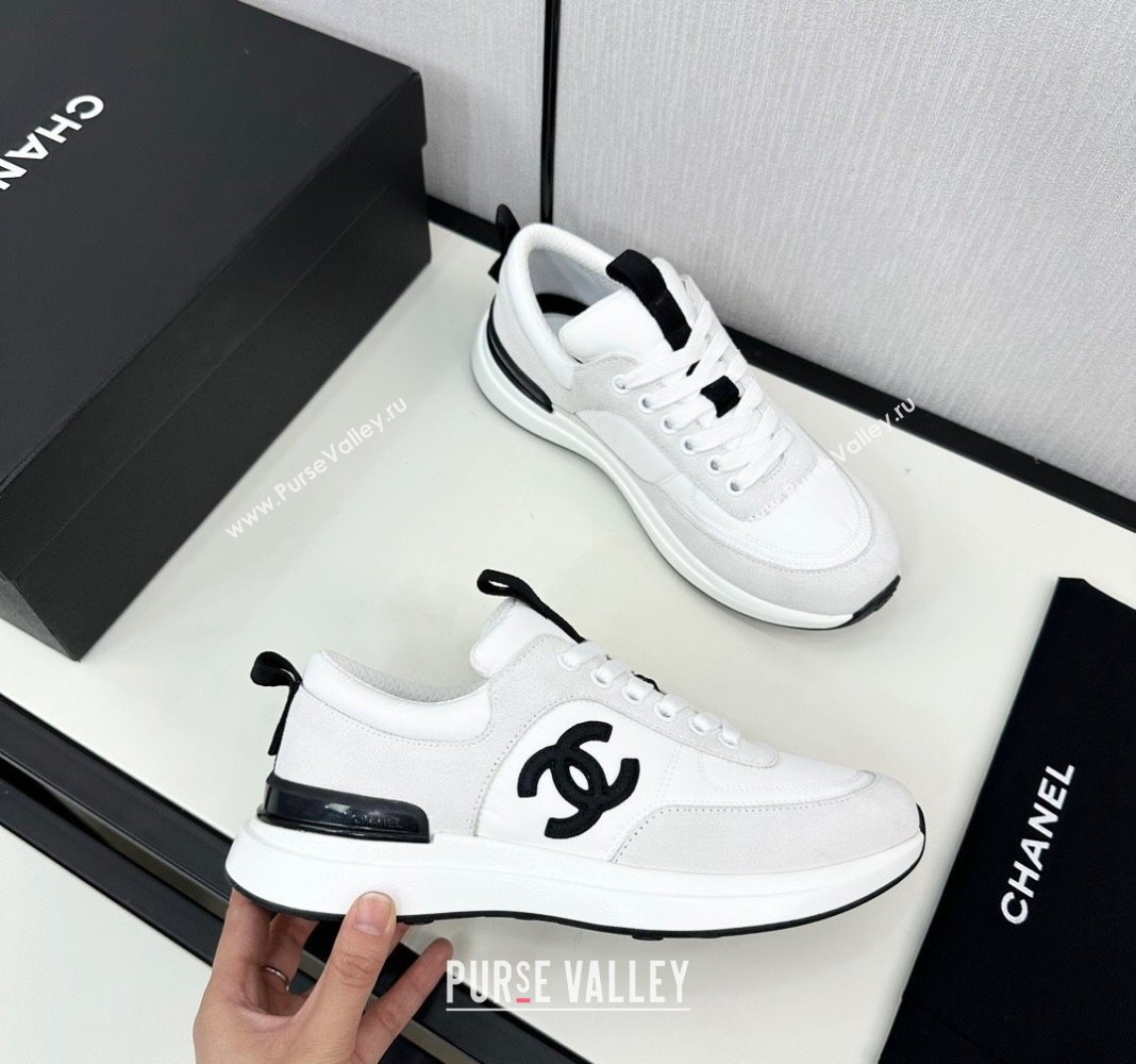 Chanel Fabric Suede Sneakers White 2 2024 072305 (KL-2407230052)