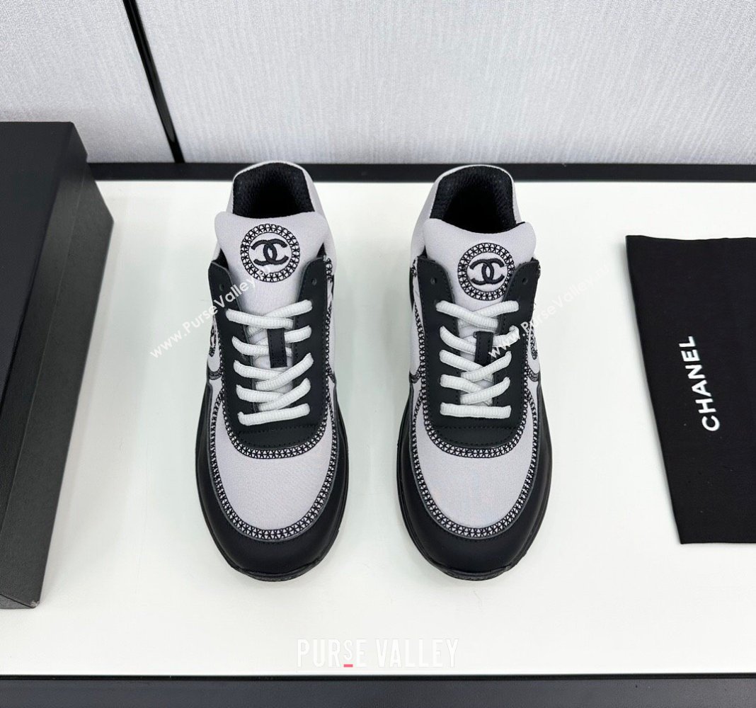 Chanel Fabric Leather Sneakers with Stitching Grey 2024 072306 (KL-2407230057)