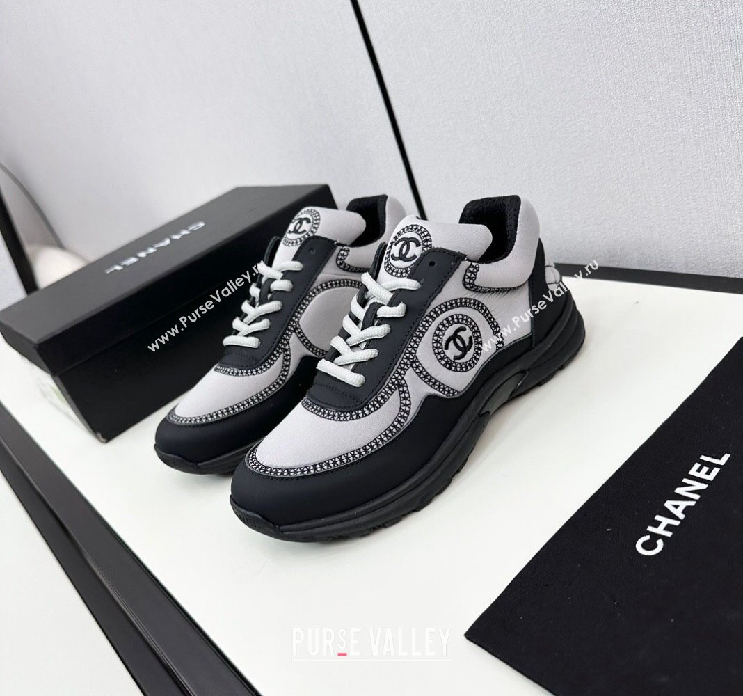 Chanel Fabric Leather Sneakers with Stitching Grey 2024 072306 (KL-2407230057)