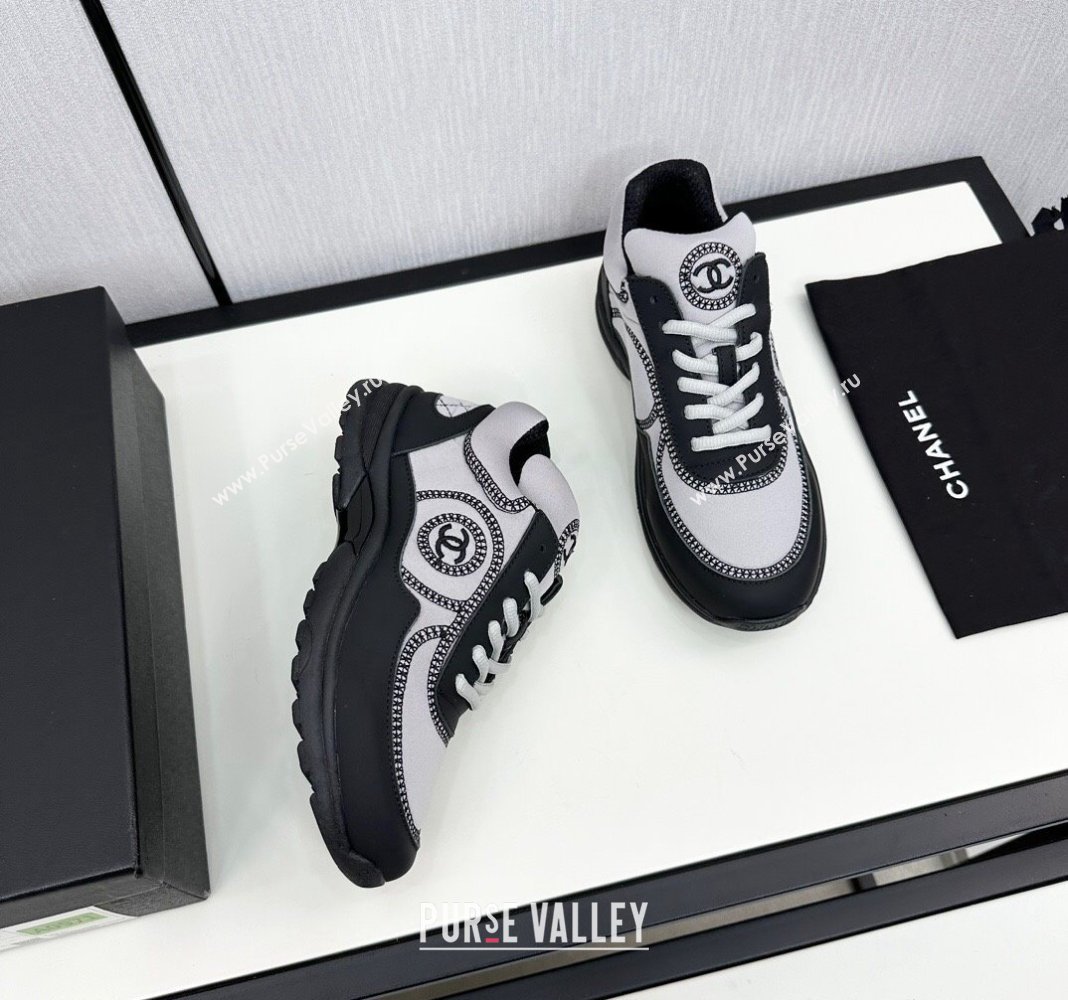 Chanel Fabric Leather Sneakers with Stitching Grey 2024 072306 (KL-2407230057)