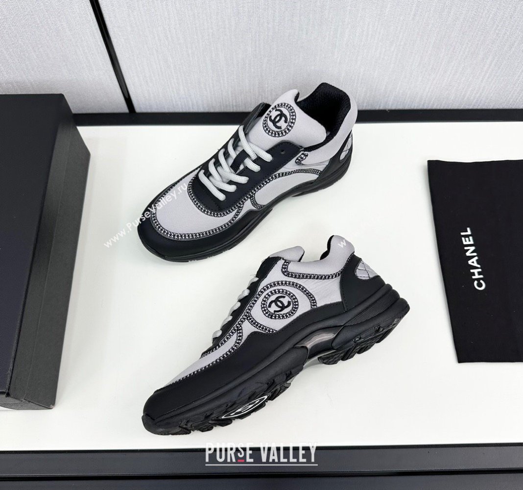 Chanel Fabric Leather Sneakers with Stitching Grey 2024 072306 (KL-2407230057)