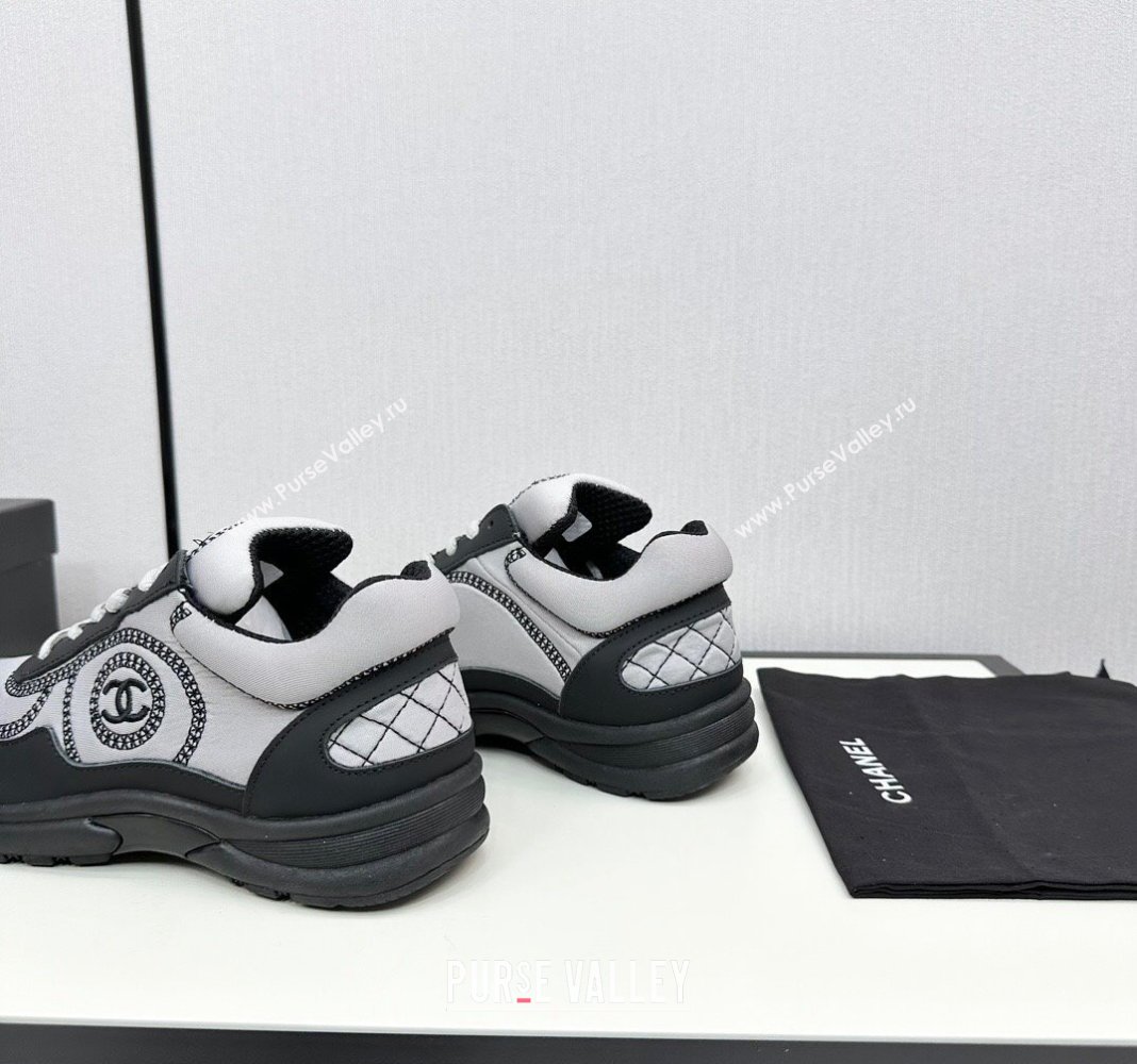 Chanel Fabric Leather Sneakers with Stitching Grey 2024 072306 (KL-2407230057)