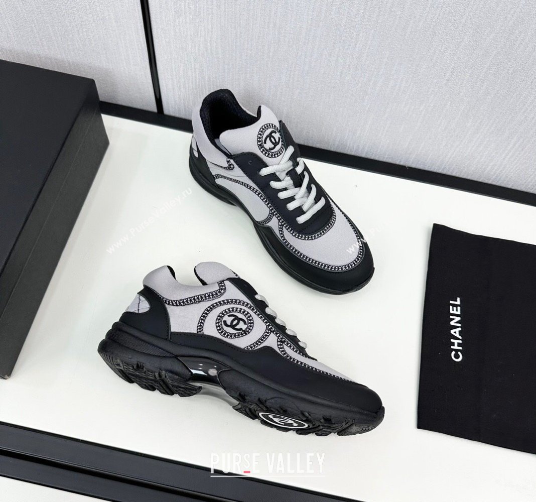 Chanel Fabric Leather Sneakers with Stitching Grey 2024 072306 (KL-2407230057)