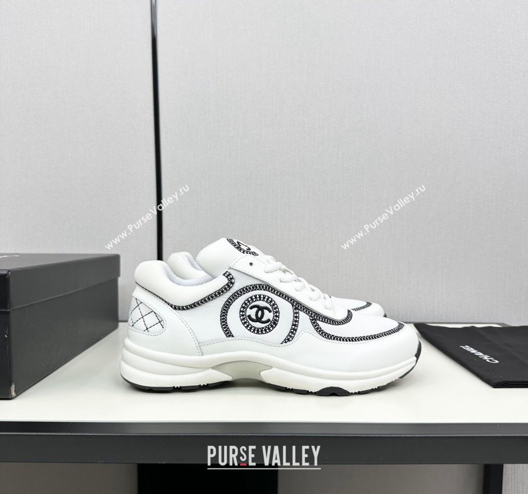 Chanel Fabric Leather Sneakers with Stitching White 2024 072306 (KL-2407230058)