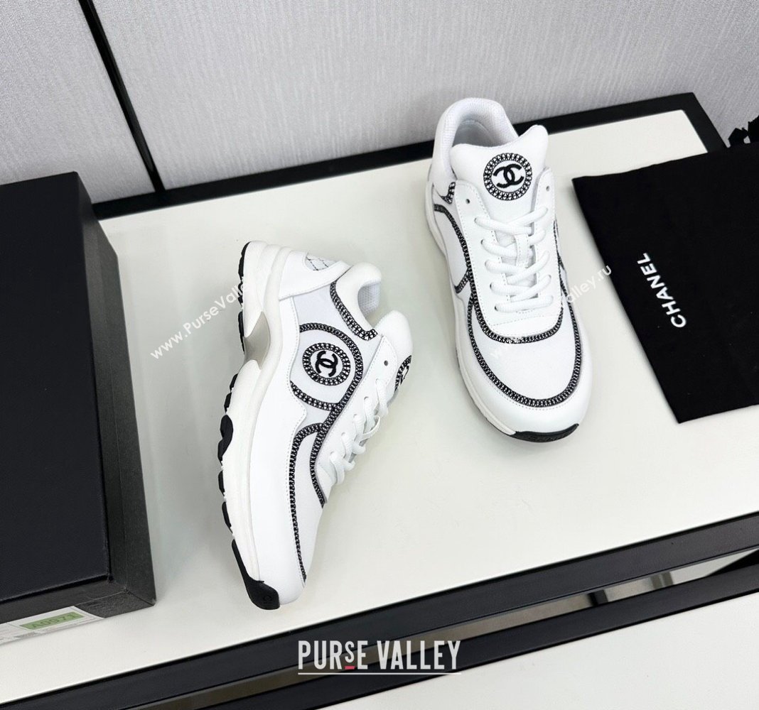 Chanel Fabric Leather Sneakers with Stitching White 2024 072306 (KL-2407230058)