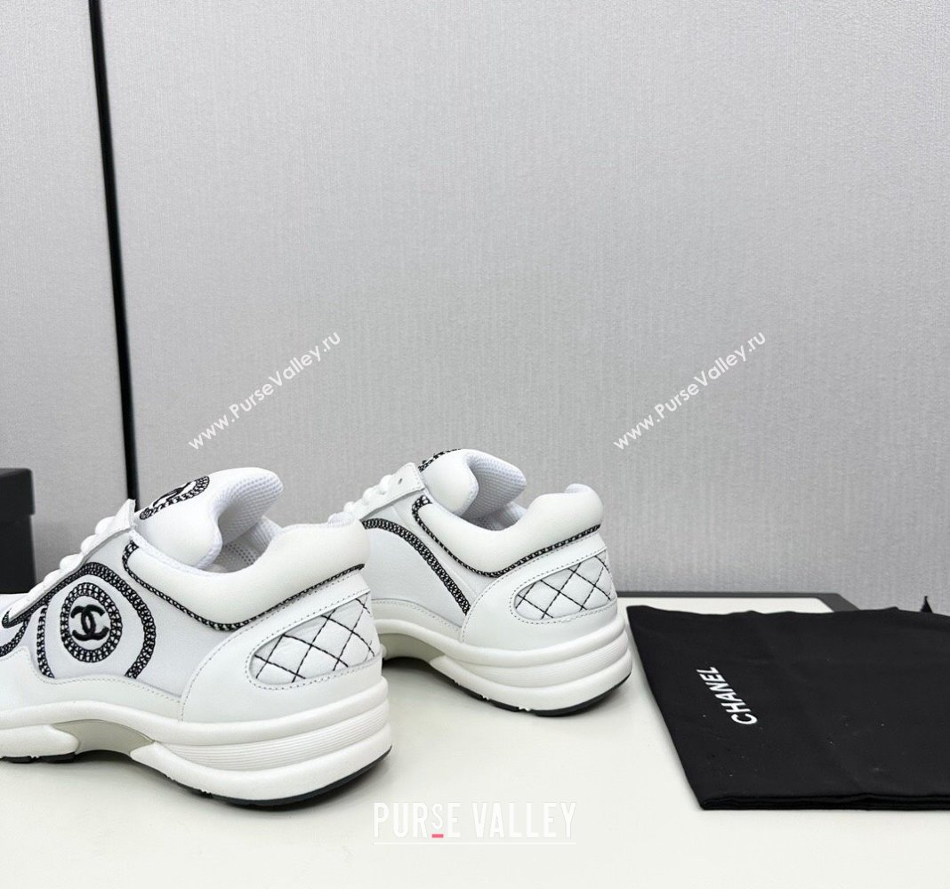 Chanel Fabric Leather Sneakers with Stitching White 2024 072306 (KL-2407230058)