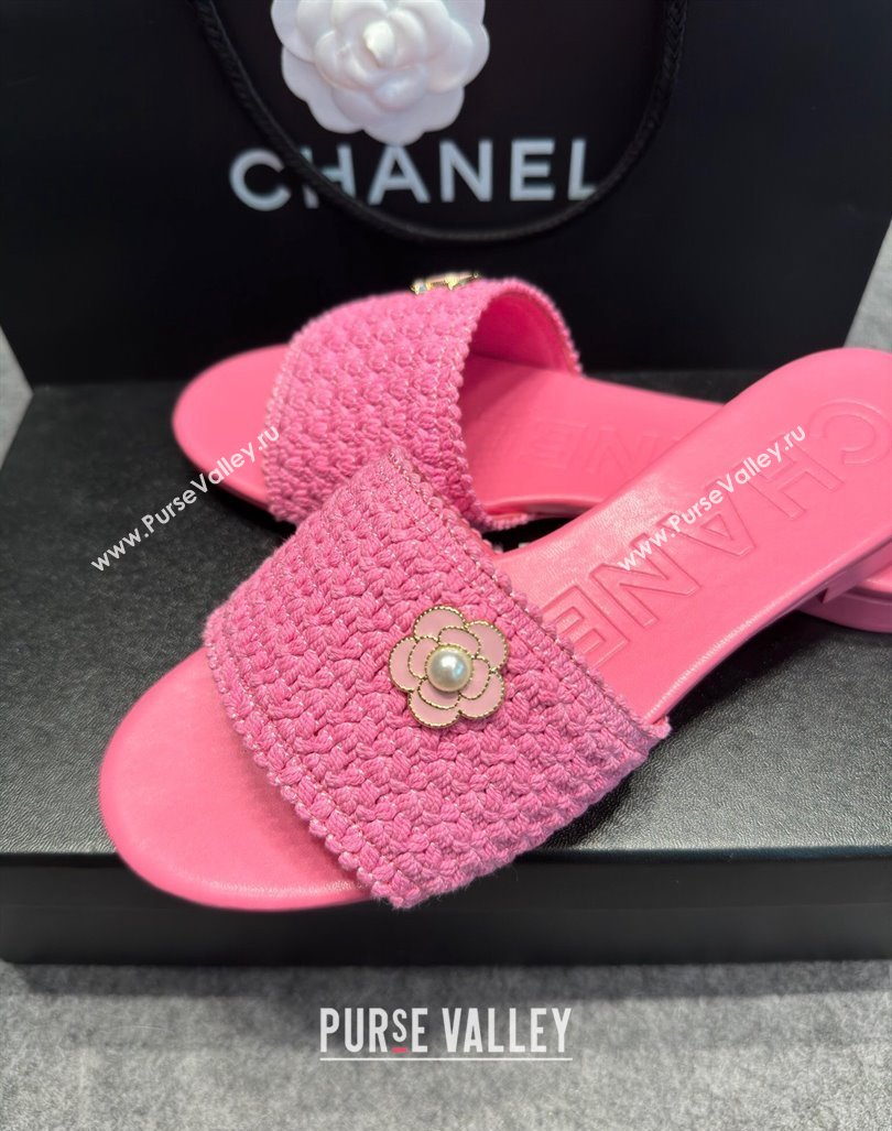 Chanel Knit Flat Slides Sandal with Logo Pink 2024 072208 (MD-240722050)