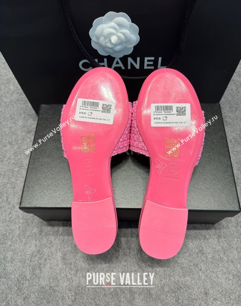 Chanel Knit Flat Slides Sandal with Logo Pink 2024 072208 (MD-240722050)