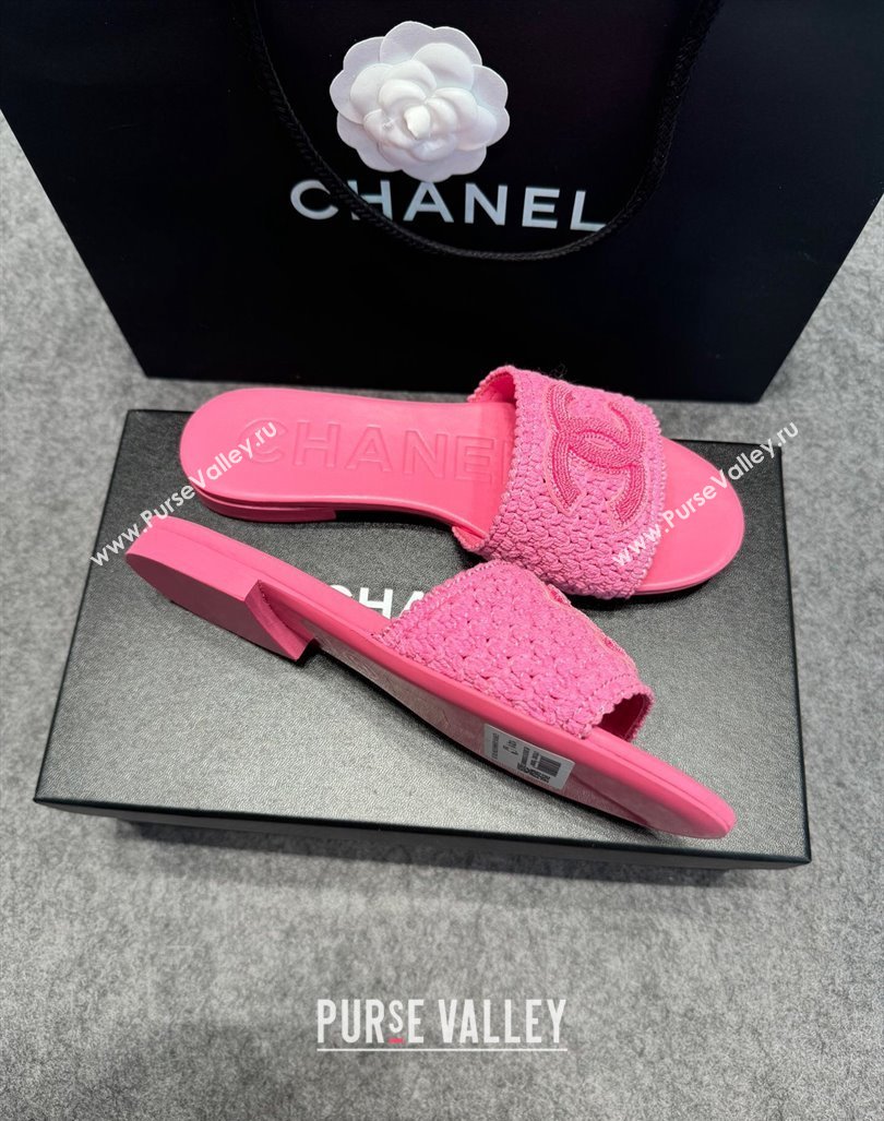 Chanel Knit Flat Slides Sandal with CC Pink 2024 072208 (MD-240722053)