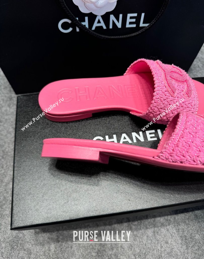 Chanel Knit Flat Slides Sandal with CC Pink 2024 072208 (MD-240722053)