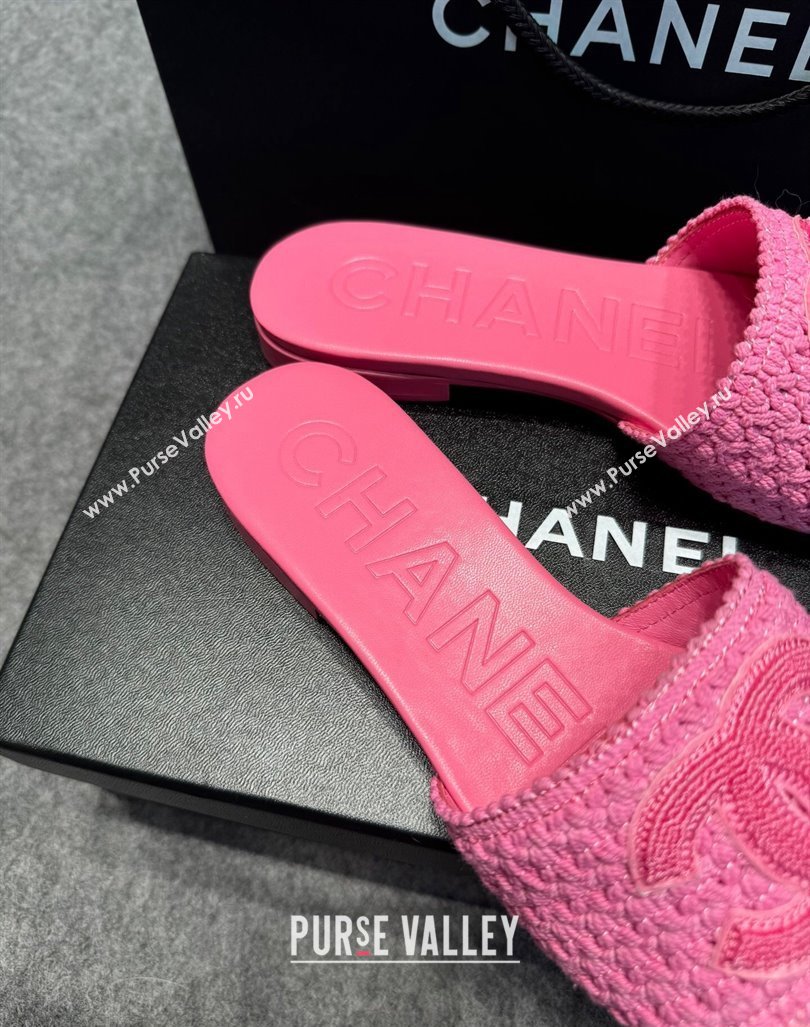 Chanel Knit Flat Slides Sandal with CC Pink 2024 072208 (MD-240722053)