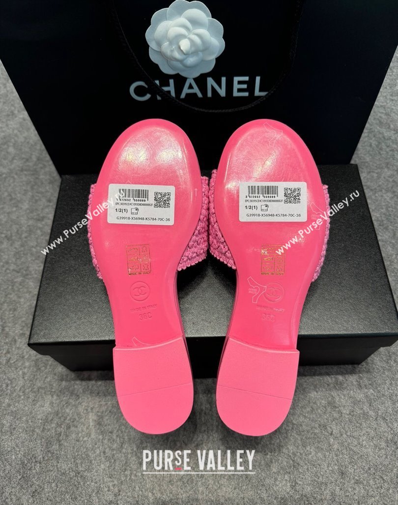 Chanel Knit Flat Slides Sandal with CC Pink 2024 072208 (MD-240722053)