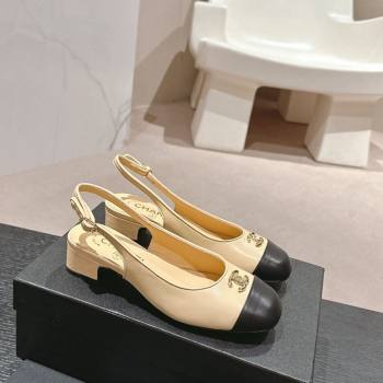 Chanel Calfskin Slingback Pumps 4cm with CC Beige 2024 G45768 (MD-240722066)