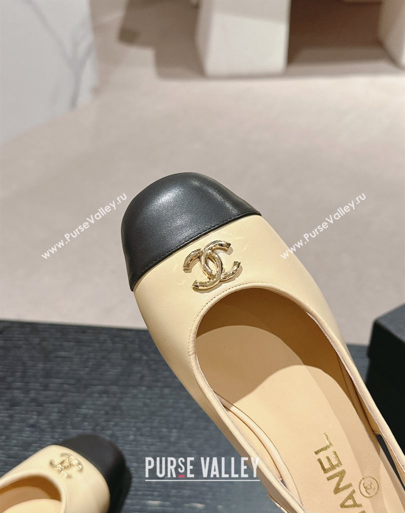 Chanel Calfskin Slingback Pumps 4cm with CC Beige 2024 G45768 (MD-240722066)