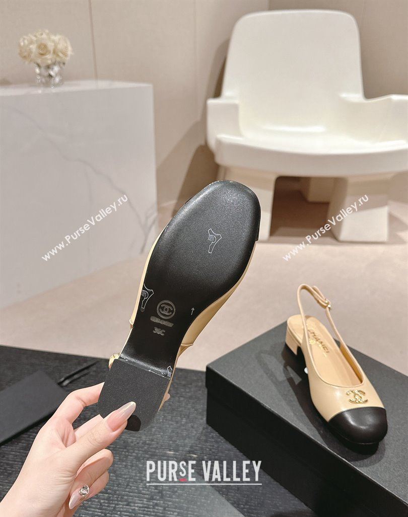 Chanel Calfskin Slingback Pumps 4cm with CC Beige 2024 G45768 (MD-240722066)